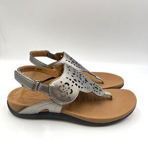 Rockport Womens Size 10 Ridge Circle Sling Metallic Pewter‎ Silver Sandals Shoes